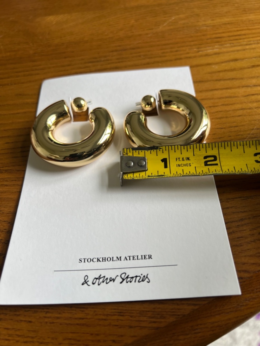 Chunky Gold Tube Hoop Earrings - 1.5" | & Other Stories | NWT - Picture 4 of 5
